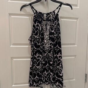 INC International Concepts Black and White Patterned Top